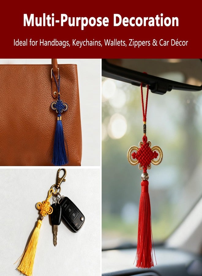 KGCGJVB 8Pcs Chinese Knot Silk Tassels Ornaments Handmade Tassel Chinese Decoration with Soft Tassel for Home Decor Car and Hanging Decorations Elegant Silk Tasselchinese Style Tassle Ornaments - Image 3